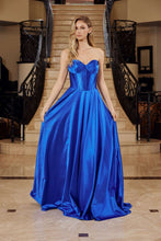 N K1735 - Strapless Satin A-Line Prom Gown with Boned Bodice Lace Up Back Prom Dress Nox 00 Royal Blue