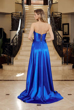N K1735 - Strapless Satin A-Line Prom Gown with Boned Bodice Lace Up Back Prom Dress Nox