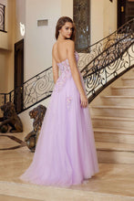 N Q1773 - Layered Tulle A-Line Prom Gown with Sheer 3D floral Embellished Bodice & Leg Slit Prom Gown Nox