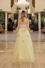 N Q1773 - Layered Tulle A-Line Prom Gown with Sheer 3D floral Embellished Bodice & Leg Slit Prom Gown Nox