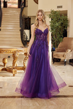 N Q1778 - Layered Tulle A-Line Prom Gown with Sheer Bead Embroidered Boned Corset Bodice & Lace up Back Prom Gown Nox 00 Purple
