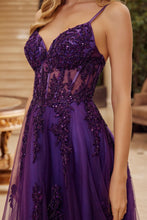 N Q1778 - Layered Tulle A-Line Prom Gown with Sheer Bead Embroidered Boned Corset Bodice & Lace up Back Prom Gown Nox