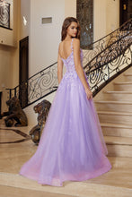 N R1824 - Shimmer Tulle A-Line Prom Gown with Sheer Beaded Embroidered Bodice & Leg Slit PROM GOWN Nox