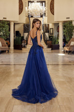 N R1824 - Shimmer Tulle A-Line Prom Gown with Sheer Beaded Embroidered Bodice & Leg Slit PROM GOWN Nox