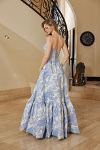 N T1923 - Strapless Ruffled Embroidered Floral A-Line Prom Gown with Keyhole Bodice & Lace-Up Back PROM GOWN Nox