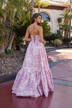 N T1923 - Strapless Ruffled Embroidered Floral A-Line Prom Gown with Keyhole Bodice & Lace-Up Back PROM GOWN Nox