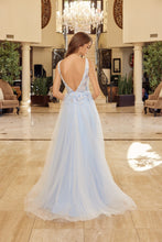 N Y1799 - Layered Tulle A-Line Prom Gow with 3D Beaded floral Embroidered Bodice Leg Slit & V-Back Prom Gown Nox