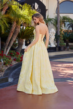 N T1912 - Strapless Floral Embroidered A-Line Prom Gown with Rhinestone Trimmed Cowl Neck Bodice & Lace-Up Back Prom Gown Nox