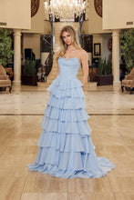 N Y1806 - Strapless Ruffled Chiffon A-Line Prom Gown with Boned Sequined Cowl Neck Bodice Prom Gown Nox
