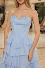 N Y1806 - Strapless Ruffled Chiffon A-Line Prom Gown with Boned Sequined Cowl Neck Bodice Prom Gown Nox
