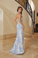 N T1922 - Strapless Embroidered Floral Printed Fit & Flare Prom Gown with Boned Bodice & Open Lace Up Back PROM GOWN Nox