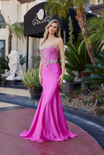 N E1901 - Stretch Satin Strapless Fit & Flare Prom Gown with Rhinestone Embellished Boned Bodice PROM GOWN Nox