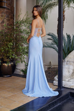 N A1740 - Fit & Flare Prom Gown with Sheer Appliqued Bodice Leg Slit & Open Back PROM GOWN Nox