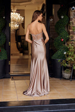 N A1750 - Stretch Satin Fit & Flare Prom Gown with Rhinestone Embellished Bodice & Leg Slit PROM GOWN Nox