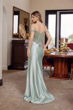 N F1727 - Off the Shoulder Fit & Flare Prom Gown with Sheer Beaded Applique Bodice & Leg Slit Prom Gown Nox