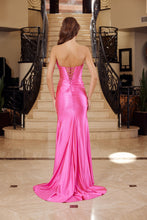 N G1785 - Strapless Fit & Flare Prom Gown with Hot Stones Leg Slit & Lace Up Back Prom Dress Nox
