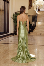 N G1785 - Strapless Fit & Flare Prom Gown with Hot Stones Leg Slit & Lace Up Back Prom Dress Nox
