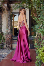 N G1788 - Plunging V Neckline Prom Gown with Spaghetti Straps & Laced Up Back & Sheer Waistline