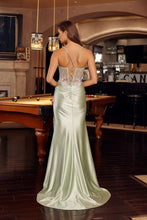 N G1789 - Stretch Satin Fit & Flare Prom Gown with Beaded 3D Floral Appliqued Bodice Leg Slit & Lace Up Back PROM GOWN Nox
