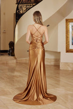 N G1792 - Satin Fit & Flare Prom Gown with Embroidered Bodice Leg Slit & Open Lace Up Back Prom Gown Nox
