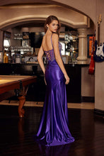 N G1794 - Stretch Satin Fit & Flare Prom Gown with Sheer Bead Embellished Corset Bodice Leg Slit & Open Corset Back PROM GOWN Nox