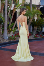 N M1756 - Strapless Satin Fit & Flare Prom Gown Covered in Gemstones with Beaded Sweetheart Neckline & Leg Slit & Open Lace Up Back PROM GOWN Nox