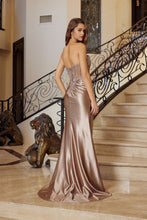 N R1811 - Strapless Satin Fit & Flare Prom Gown with Sweetheart Neckline & Beaded Embellished Sheer Boned Bodice & Leg Slit & Open Lace Up Back PROM GOWN Nox