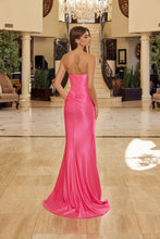 N Y1800 - Stretch Satin Strapless Fit & Flare Prom Gown with Rhinestone Trimmed Boned Bodice & Leg Slit PROM GOWN Nox