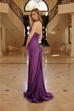 N C1851 - Stretch Jersey Fit & Flare Prom Gown with Halter Neck & Leg Slit PROM GOWN Nox