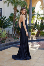 N C1851 - Stretch Jersey Fit & Flare Prom Gown with Halter Neck & Leg Slit PROM GOWN Nox