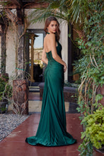 N C1851 - Stretch Jersey Fit & Flare Prom Gown with Halter Neck & Leg Slit