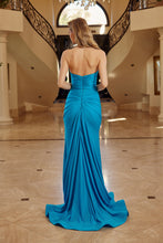 N C1851 - Stretch Jersey Fit & Flare Prom Gown with Halter Neck & Leg Slit PROM GOWN Nox