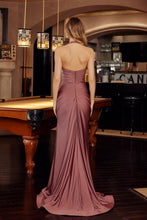 N C1851 - Stretch Jersey Fit & Flare Prom Gown with Halter Neck & Leg Slit