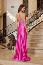 N E1042 - Stretch Satin Fit & Flare Prom Gown with Sweet Heart Neckline & Boned Bodice & Leg Slit & Open Lace Up Back