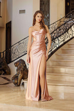 N E1042 - Stretch Satin Fit & Flare Prom Gown with Sweet Heart Neckline & Boned Bodice & Leg Slit & Open Lace Up Back