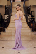 N G1652 - Strapless Full Sequined Fit & Flared Prom Gown with Structured Corset Bodice & Leg Slit Prom Gown Nox