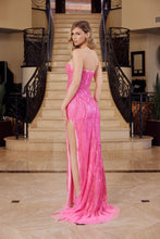N G1650 - Strapless Full Sequin Fit & Flare Prom Gown with Sheer V-Neck Bodice & Leg Slit PROM GOWN Nox