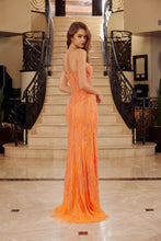 N G1650 - Strapless Full Sequin Fit & Flare Prom Gown with Sheer V-Neck Bodice & Leg Slit PROM GOWN Nox