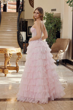 N R1688 - Strapless Ruffled Tulle A-Line Prom Gown with Sheer Beaded Bodice Leg Slit & Open Lace Up Back PROM GOWN Nox