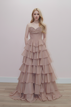 N Y1806 - Strapless Ruffled Chiffon A-Line Prom Gown with Boned Sequined Cowl Neck Bodice Prom Gown Nox 00 Nude-Blush