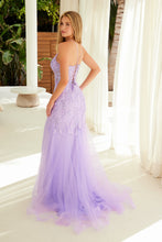 N R1717 - Sequined Lace Appliqued Fit & Flare Prom Gown with V-Neck Open Lace Up Back & Leg Slit PROM GOWN Nox