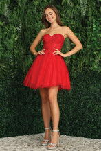 AD 1047 - Short Strapless Boned Bodice Homecoming Dress With Lace Up Corset Back Homecoming Adora XS RED 