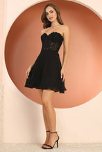 AD 1048 - Strapless Short Homecoming Dress With Sheer Boned Bodice & Corset Back Homecoming Adora   