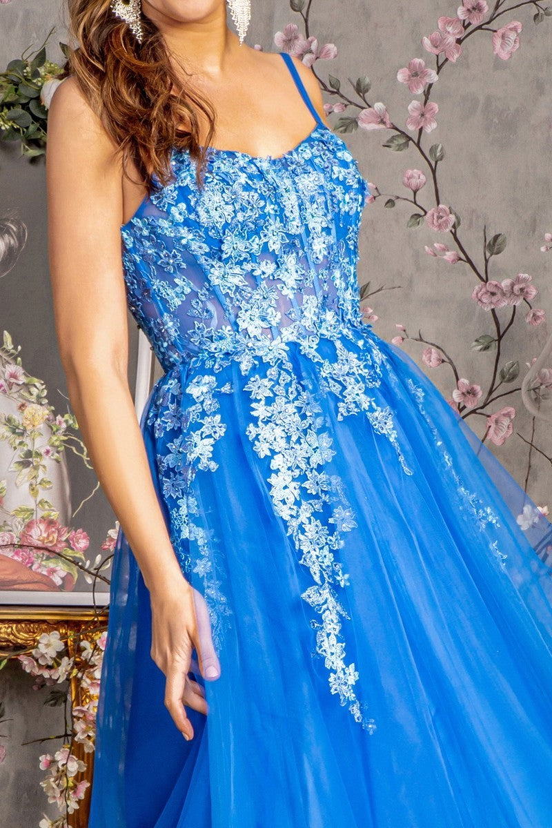 Prom Long Formal A Line Evening Gown - Royal Blue / L Prom Long Formal A Line Evening Gown - Royal Blue / L