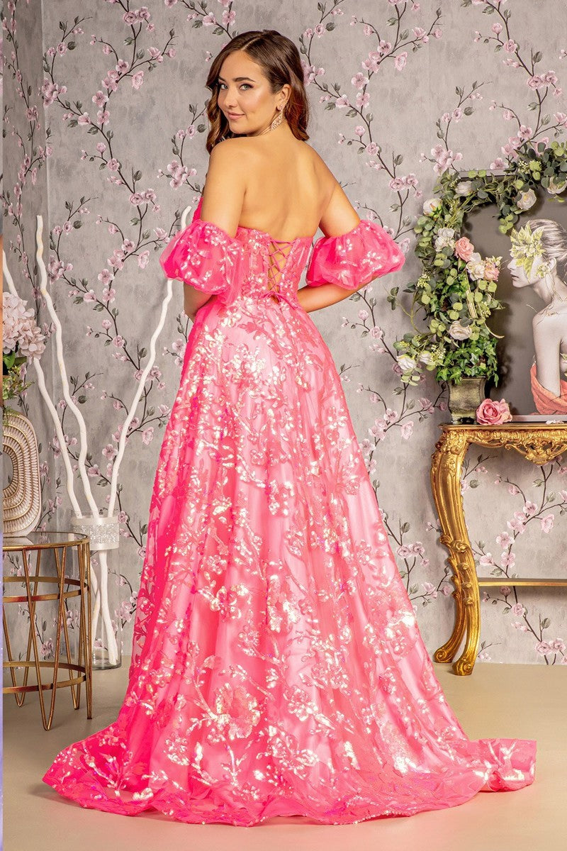 GL 3311 - Strapless Iridescent Sequin Print A-Line Prom Gown with Shee Diggz Formals GL 3311 - Strapless Iridescent Sequin Print A-Line Prom Gown with Shee Diggz Formals
