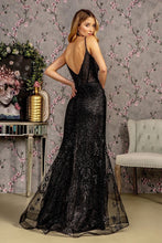 GL 3374 - Shimmering Fit & Flare Prom Gown with Sheer Boned Corset Bodice Accented with 3D Lace Butterflies PROM GOWN GLS   
