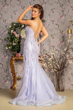 GL 3382 - Bead Embellished Fit & Flare Prom Gown with Scoop Neck Open Lace Up Corset Back & Leg Slit PROM GOWN GLS XS LILAC 