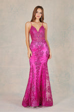 AD 3053 - Fit & Flare Prom Dress with Sequin Embellishments & Sheer Accented Boned Bodice PROM GOWN Adora XS FUCHSIA 