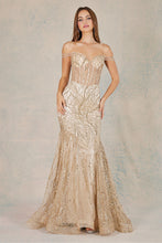 AD 3075 - Fit & Flare Off The Shoulder Prom Gown With Lace Up Corset Back & Glitter Detailing PROM GOWN Adora XS CHAMPAGNE 