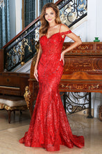 AD 3075 - Fit & Flare Off The Shoulder Prom Gown With Lace Up Corset Back & Glitter Detailing PROM GOWN Adora   